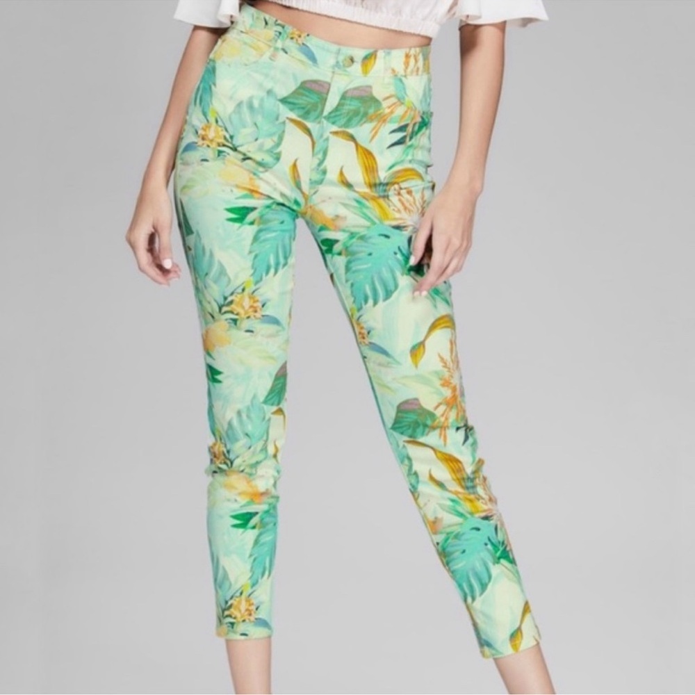 New Guess Marciano Tropical 97 Cropped Floral High Rise Pants M 27